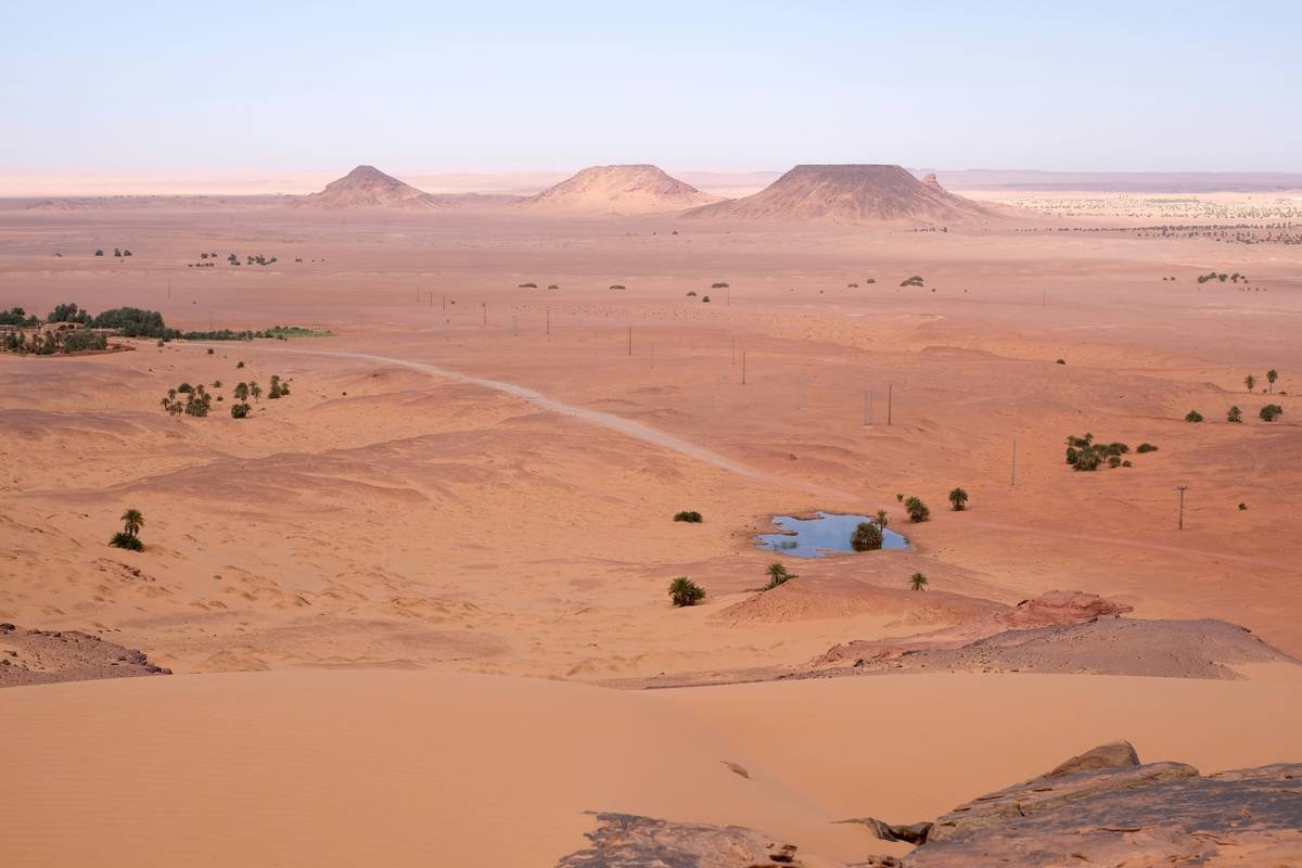 Starry night sky over the Sahara Desert